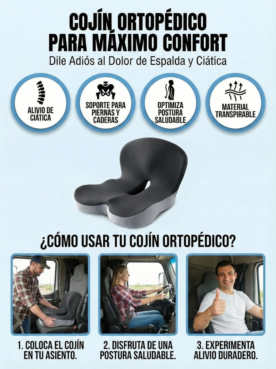 Cojín de Asiento Ortopédico de Espuma Viscoelástica