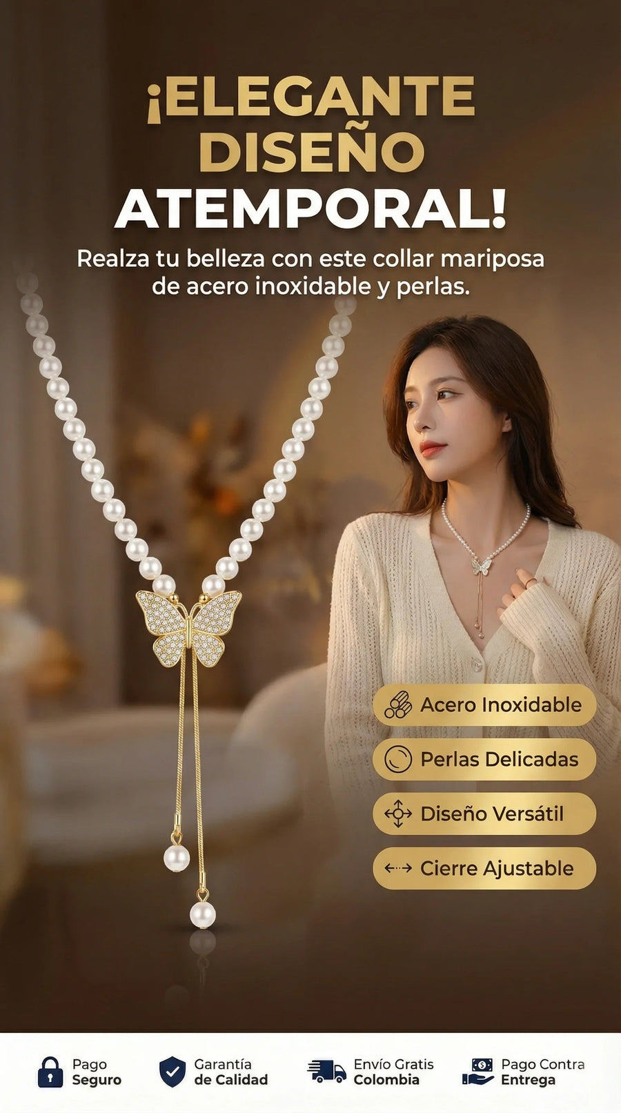 Collar Mariposa con Perlas®